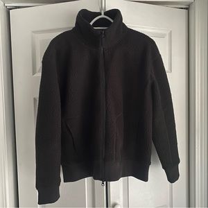 Everlane ReNew Fleece Zip Up Jacket in Black size XL